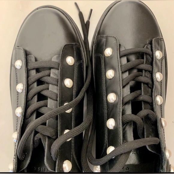 TWINSET Black Sneaker 8-8.5 US 39 NEW Platform Shoes Pearls CA8PBU Twin Set $300 - Picture 5 of 11